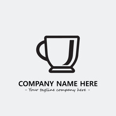 Cup illustration black and white for logo company vector image
