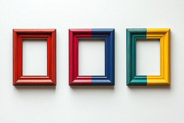 Color-blocked rectangular frames on wall