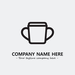 Cup illustration black and white for logo company vector image
