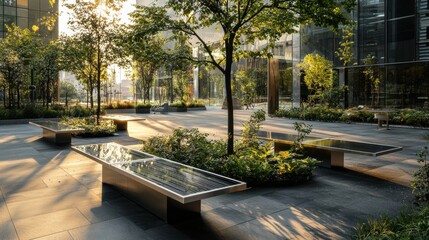 Fototapeta premium Exploring the Beauty and Tranquility of a Charming Park Bench Surrounded by Lush Greenery