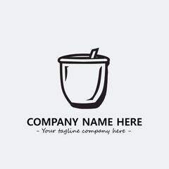 Cup illustration black and white for logo company vector image
