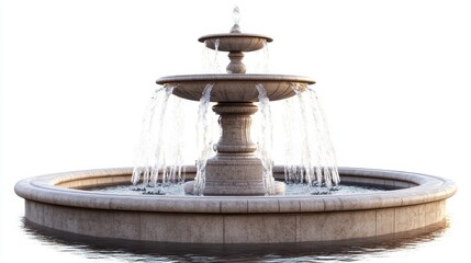 Naklejka premium Elegant stone fountain with cascading water in peaceful garden setting