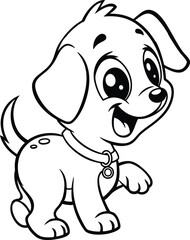 Adorable cartoon puppy with big eyes, ready for coloring.