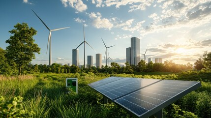 Obraz premium Exploring the Impact of Solar Panels in Fields for Sustainable Energy and Renewable Resources Utilization