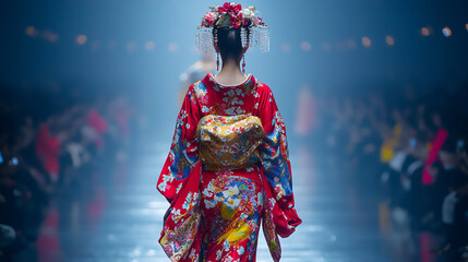  traditional kimono with modern runway fashion