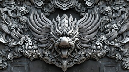 Intricate vintage metal wall art, detailed lion with wings design, bold textures and ornate patterns, ideal for decor highlights.