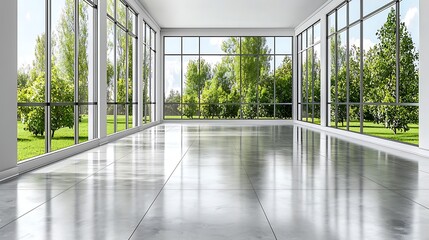 Modern Empty Room with Large Windows