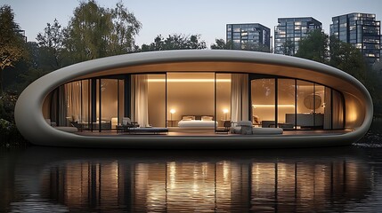 Modern, Floating, Oval House