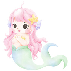 Cute Mermaid Character Illustration