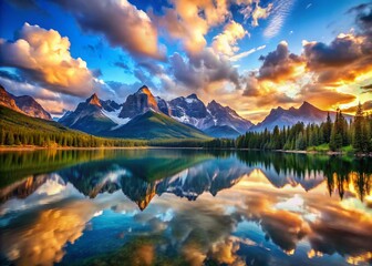 Majestic Panoramic Mountain Lake Landscape - Long Exposure Photography