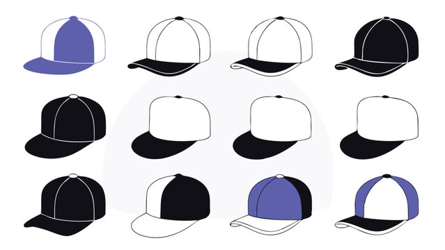 Set off Baseball Cap Trucker Hat Snap Back Beanie Tech Pack Streetwear Dad Hat Vector