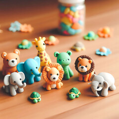 Obraz premium cute little plasticine animals