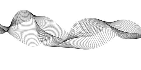 Abstract Modern Line and Wave Design: Glowing Soft Grey Waves on a White Background, Evoking the Energy of Futuristic Technology and Sound Wave Movements"
