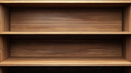 Blank Poster Mockup on Wooden Shelving Unit Background with 3D Display Frame
