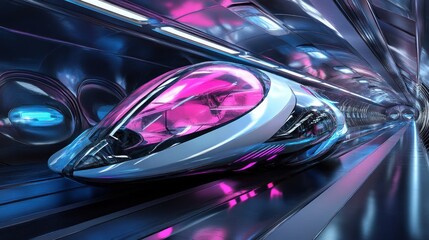 Futuristic Pod in Transit Tunnel