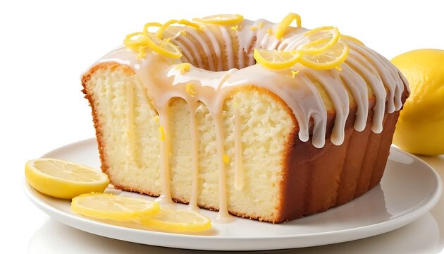 Delicious Lemon Pound Cake with Glaze and Sliced Lemon Decoration