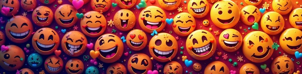 Obraz premium Abstract background featuring a mosaic of emoji faces, graphic design, digital concept