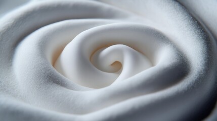Close-up of a white fabric with a spiral pattern. the fabric appears to be soft and smooth, with a smooth texture.