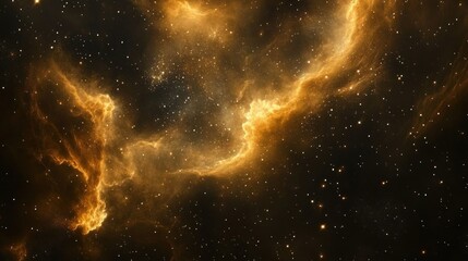 Golden Nebula in Cosmic Space