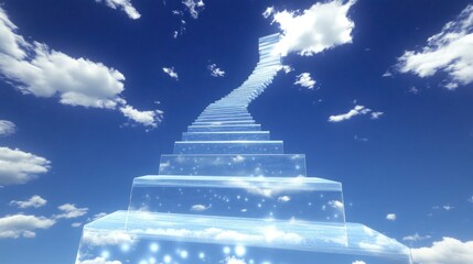 Glass Steps to Heaven Through Clouds