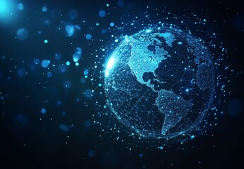 Naklejka premium Global Network Connection Representing Digital Technology and Worldwide Communication