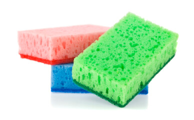 Sponges for washing dishes isolated on white background.
