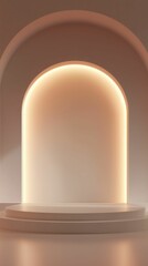 Fototapeta premium Minimalist Empty Stage Podium Scene for Contemporary Presentation