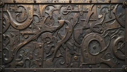 Metal background. Pattern for wallpapers, covers, wall decorations. Oil paint