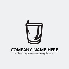 Cup illustration black and white for logo company vector image
