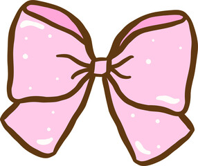 Retro Pink Hair Bow Hand Drawn