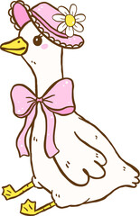 Cute Goose Coquette Cartoon Hand Drawn