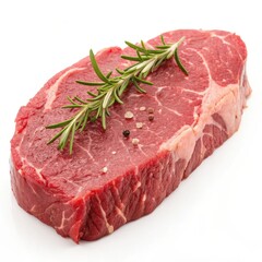 Fototapeta premium Raw beef steak with marbled texture, ideal for food photography and meat-related designs