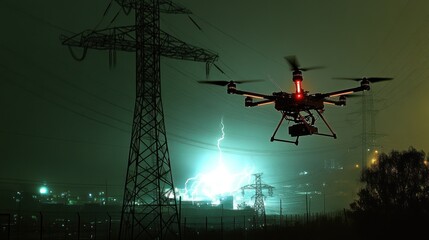 Drone Inspection of Power Lines at Night