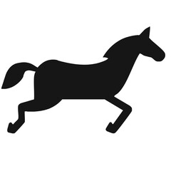 Vector Black Silhouette of a Running Horse in a Minimalist Design with Sleek Outline and Dynamic Motion