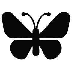Vector Minimalist Butterfly Icon with Symmetrical Wings and Simple Antenna in a Modern Flat Design