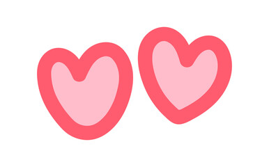 Pink Heart Shape icon, Heart Simple Outline, Graphic Heart for Valentine's day, Heart Sticker Hand Drawn