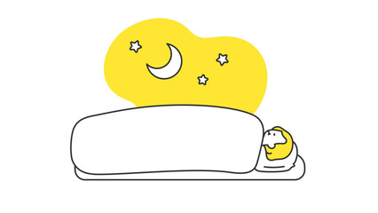 睡眠：布団で横になって眠るシニア女性