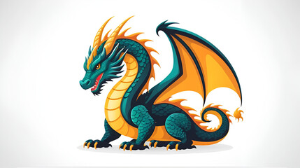 Dragon vector illustration, dragon icon, isolated on white background.