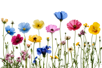 Vibrant wildflowers blooming in nature floral fresh air cut out