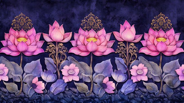 Tranquil scene of a person meditating, serene atmosphere surrounded by vibrant pink lotus flowers, peaceful and reflective.