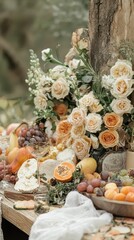 Rustic Organic Produce Spread with Vintage Props and Floral Accents