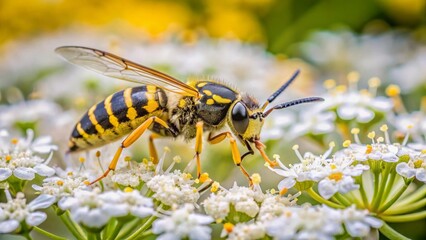 Aerial Yellow Jacket on Queen Anne's Lace, Arlington Reservoir, Massachusetts
