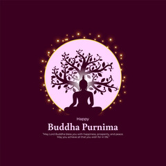 Vector illustration of Happy Buddha Purnima social media template