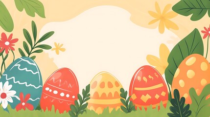 Easter eggs with flowers, and spring banner. (2)
