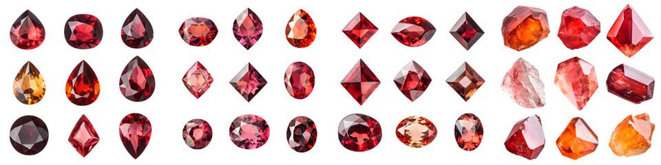 An assortment of vibrant faceted gemstones including rubies garnets topazes and other precious gems in various cuts and shapes