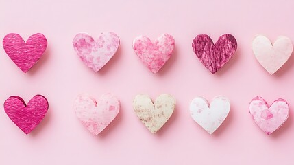 Fototapeta premium Pink hearts with Valentines Day background. (4)