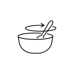 Cooking icon editable stroke: stirring with a spoon
