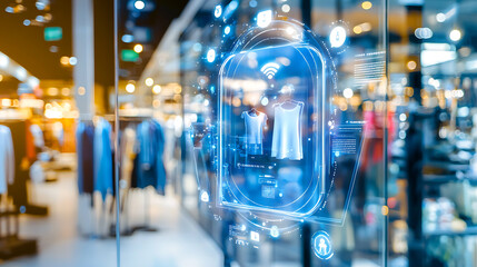 Retail technology integration fashion store digital display modern environment interior view smart retail solutions
