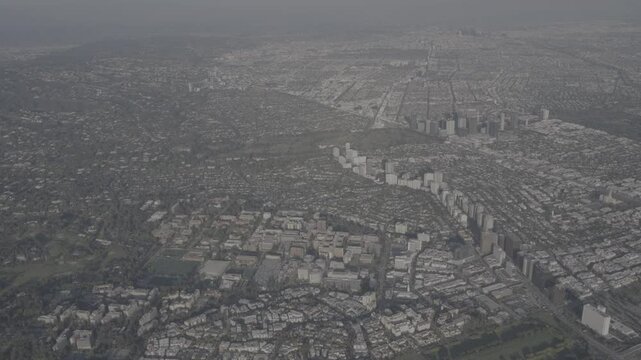 Aerial view of UCLA with Downtown Los Angeles in the background - SLog3