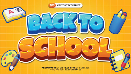 Text Effect of Back to School Words Surrounded by Colorful School Supplies